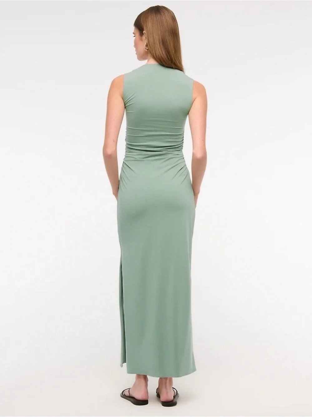 NWT Abercrombie & Fitch Ava Knit Maxi Dress Sage Green | Side Slit | Medium